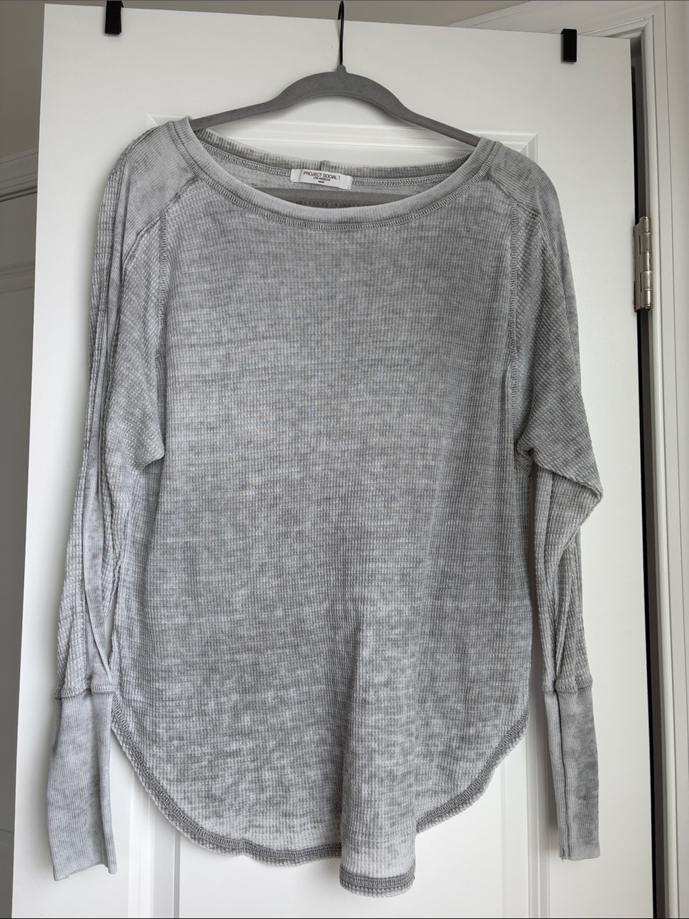 Project Social T Lightweight Ribbed Long-Sleeve Top - Light Gray